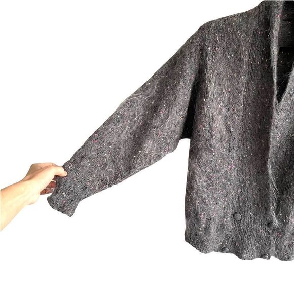 Handmade Chunky Knit Shawl Collar Cardigan Sweater Grey L - Picture 7 of 8